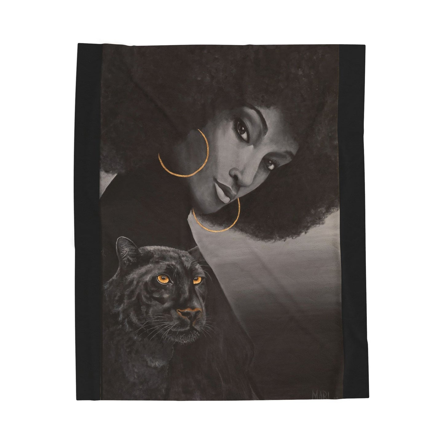 "Black Panther" Printed Velvet Blanket by Joanna from the "Reflection of Us" Collection