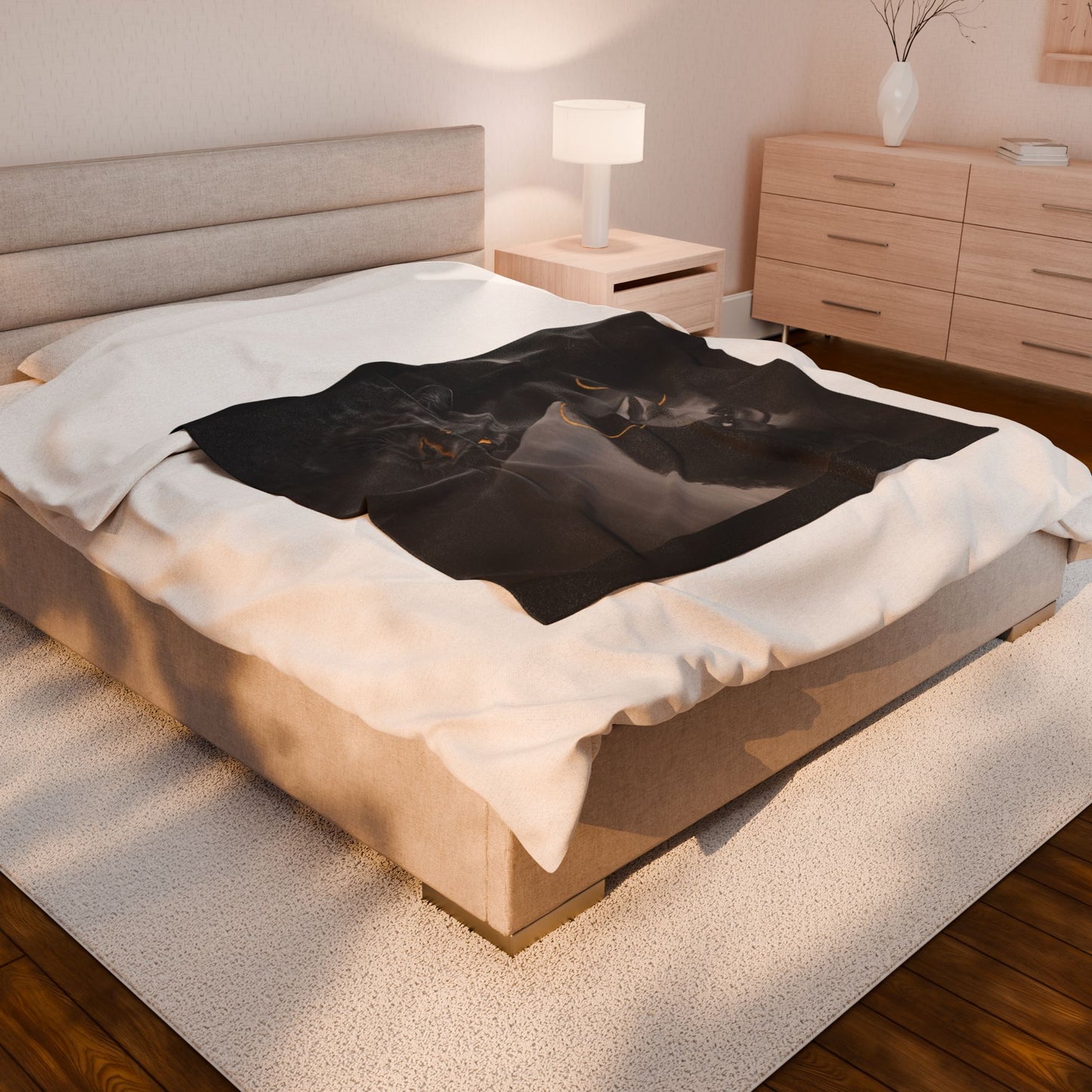 "Black Panther" Printed Velvet Blanket by Joanna from the "Reflection of Us" Collection