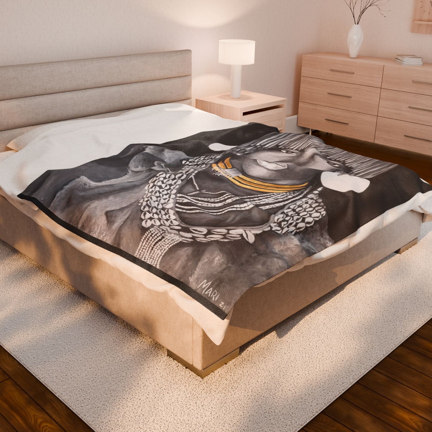 "Ashiakle" Printed Velvet Blanket By Joanna from the "Reflection of Us" Collection