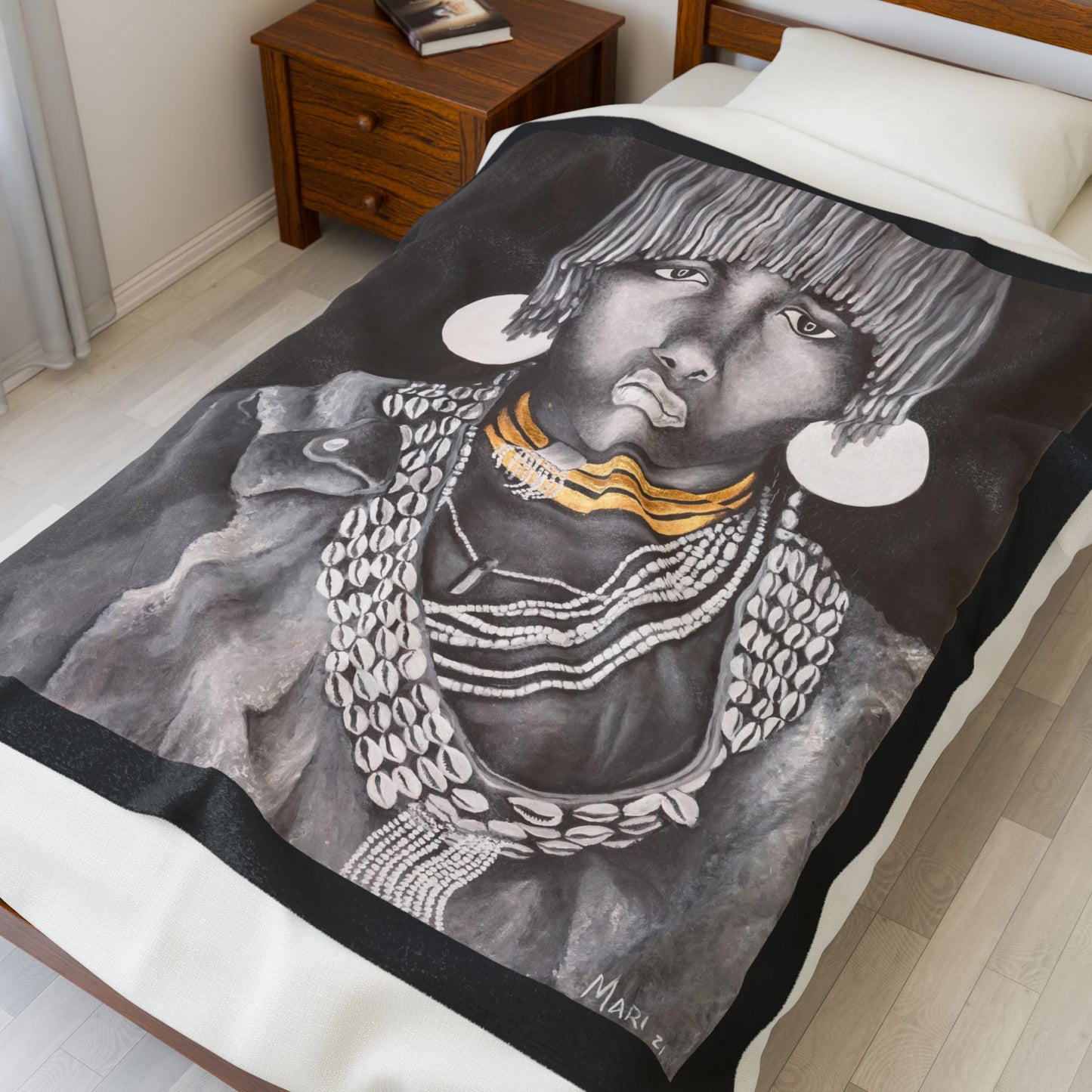 "Ashiakle" Printed Velvet Blanket By Joanna from the "Reflection of Us" Collection