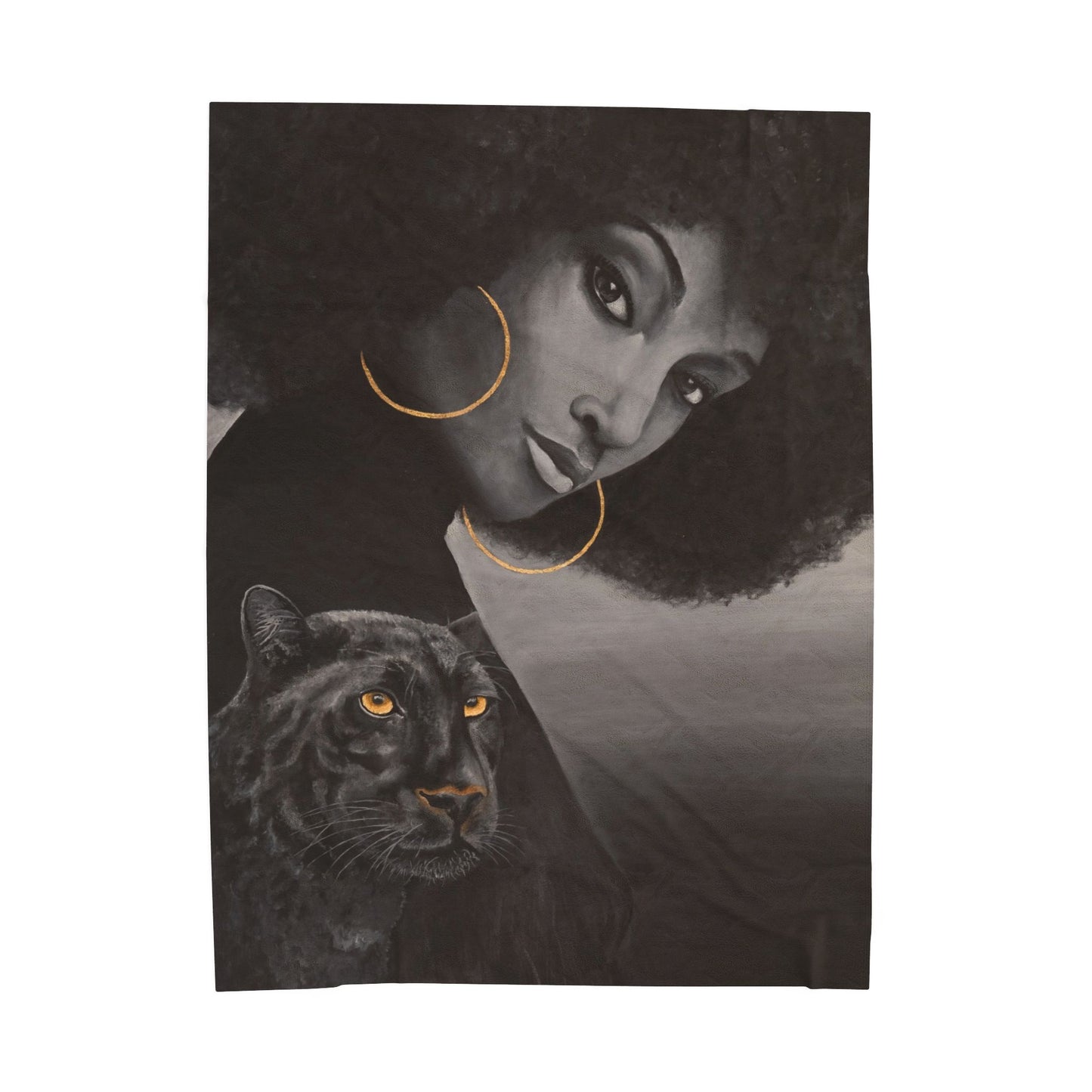 "Black Panther" Printed Velvet Blanket by Joanna from the "Reflection of Us" Collection