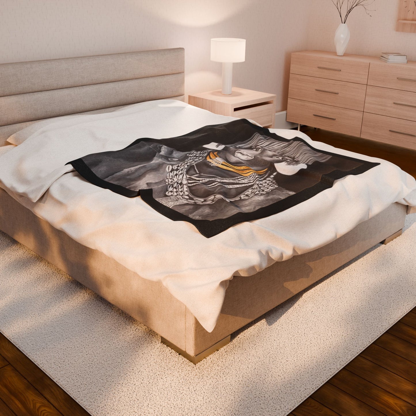 "Ashiakle" Printed Velvet Blanket By Joanna from the "Reflection of Us" Collection