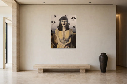Mise en situation de l’œuvre Éléonore, 36 × 48 po, dans une galerie résidentielle