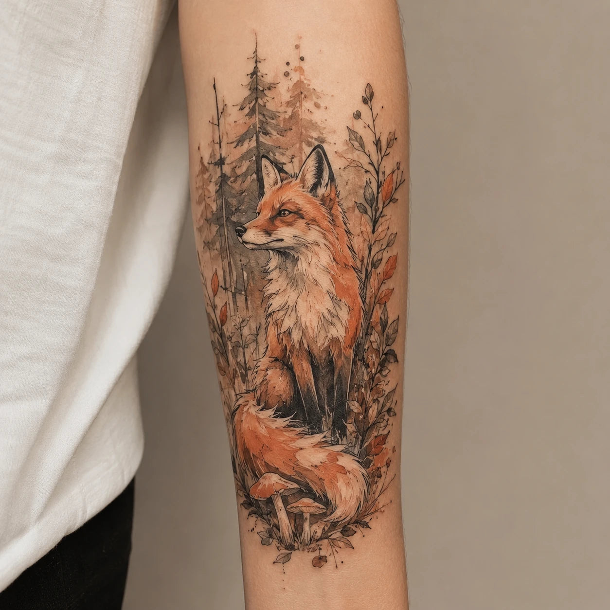 Tatouage illustratif au trait artistique et à la composition libre, par Joannartattoo